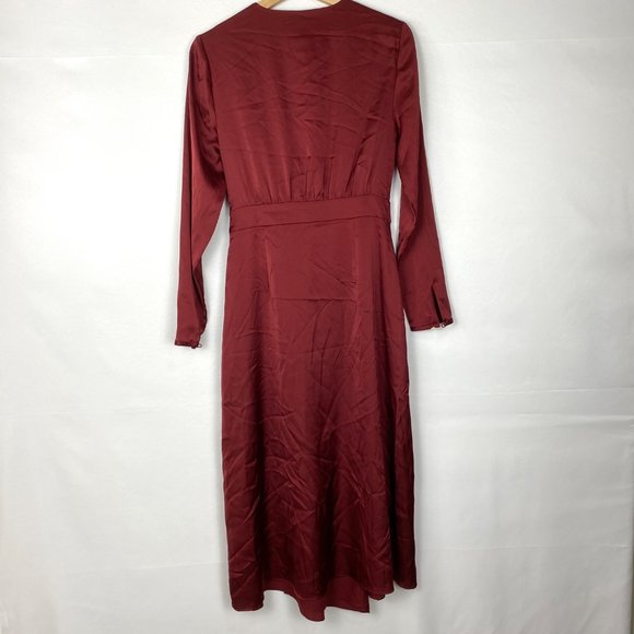 NWT Ted Baker London Neenha Long Sleeve Satin Midi Wrap Dress Red 1 - Picture 8 of 12